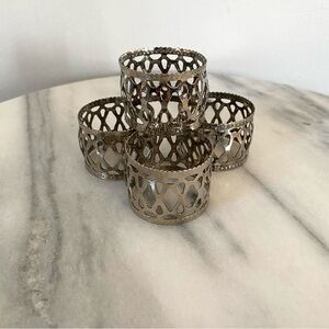 Vintage Filigree Silver Tone Metal Napkin Rings Set of 4